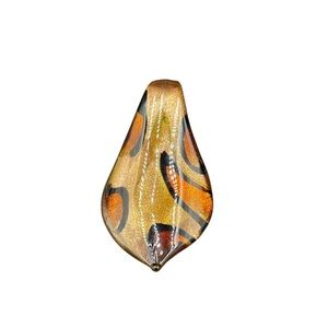 Elegant Gold and Black Blown Glass Tear Drop Pendant